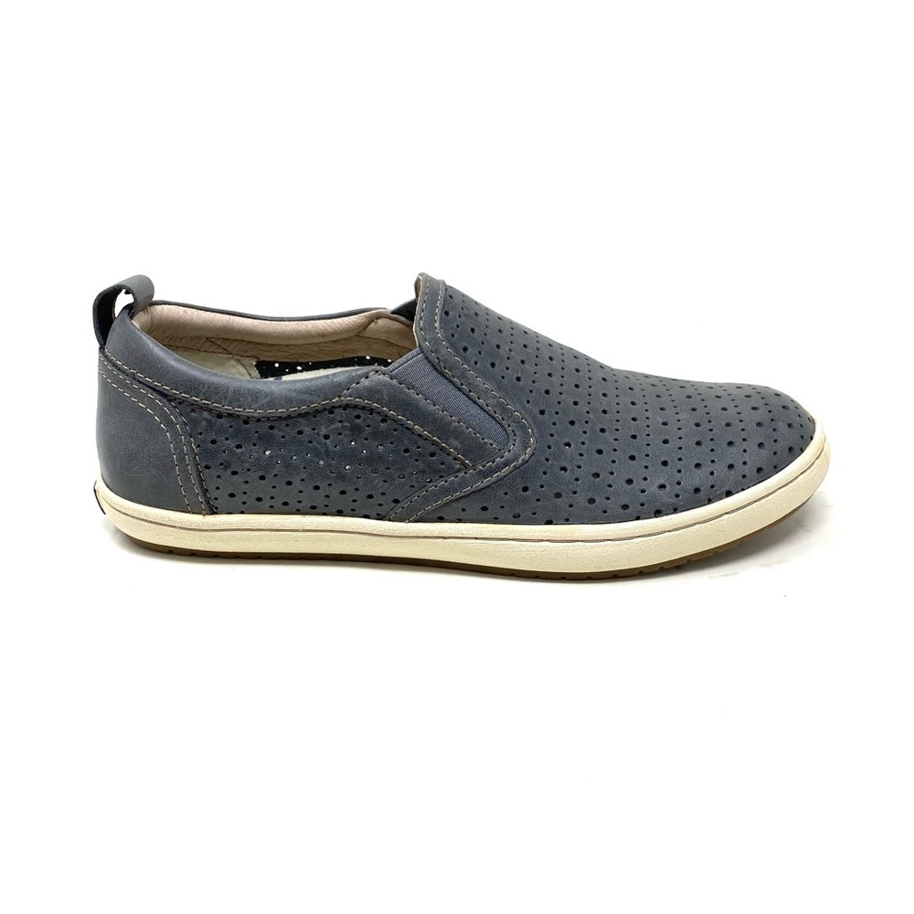 Taos Footwear Court perforated leather slip-on Steel